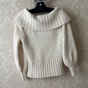 NWT Anthropologie Off-Shoulder Cream Sweater GORGEOUS 🤩